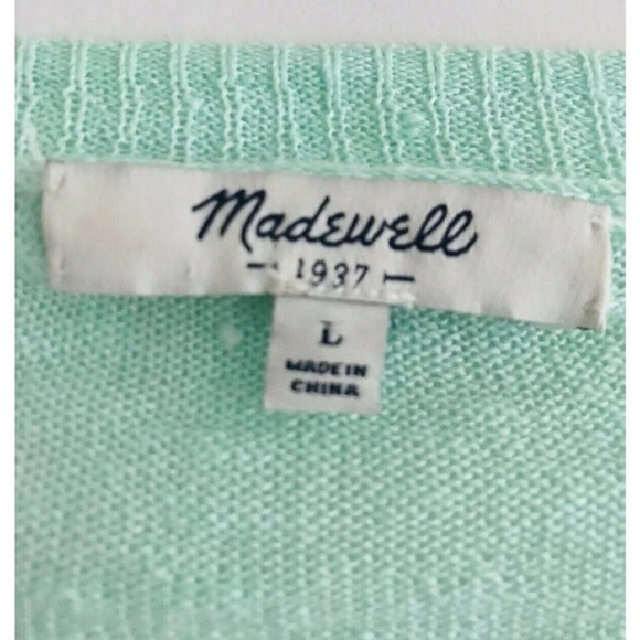 Madewell | Studio Linen Sweater Womens L Blue Pullover Long Sleeves Crewneck - Picture 10 of 10